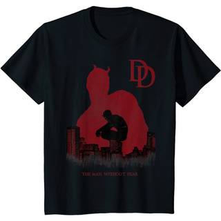 [S-5XL]เสื้อยืด พิมพ์ลาย Marvel Daredevil The Man Without Fear Crouch On Skyline สําหรับผู้ชาย