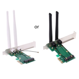 Rr การ์ดอินเตอร์เน็ตไร้สาย Wifi Mini Pci-E Express To Pci-E อะแดปเตอร์ 2 เสาอากาศภายนอก Pc