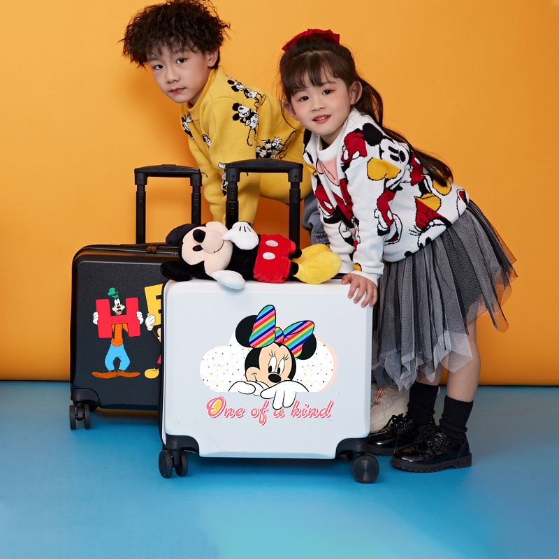 ㍿กระเป๋าเดินทางเด็ก Disney ติดได้ Mickey กระเป๋าเดินทางเด็กการ์ตูนน่ารักรถเข็นเด็ก