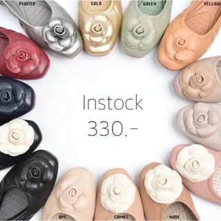 size 36-42 | Flat flower รองเท้าคัทชู ผู้หญิง ส้นแบน ทรงบัลเลต์ คุณภาพดี ด้านหน้าประดับดอกไม้