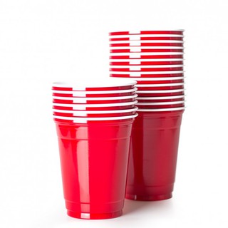 ( Sale 3,500 บาท ) แก้วพลาสติกสีแดง แก้วแดว Red cup 16oz 1,000 ใบ