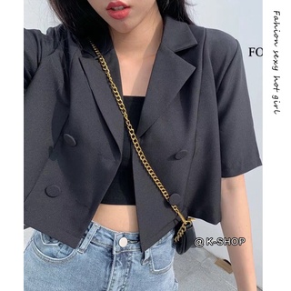 3 colors summer new style Korean fashion solid color crop short-sleeved Blazer for women