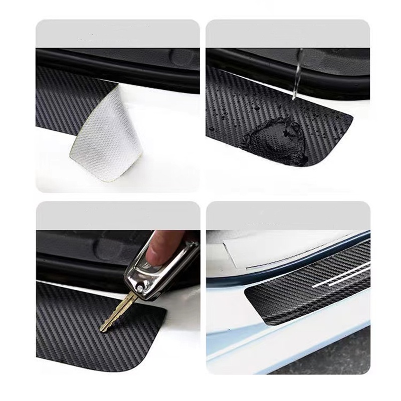 รถแถบเกณฑ์Car Door Sill Carbon Fiber Sticker Car Trunk Rear Guard Bumer ...