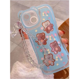 เคสโทรศัพท์ไอโฟน(iphone) ลายการ์ตูน ลายหมี และ จี้ห้อย ลายหมี เชือกเส้นเล็ก