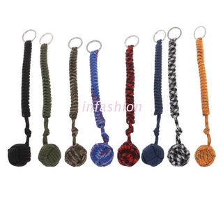 INF Outdoor Security Protection Black Monkey Fist Steel Ball Bearing Self Defense Lanyard Survival Key Chain