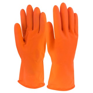 ถุงมือแม่บ้าน สีส้ม แบบหนา ยาว 30 ซม. (2 คู่ ต่อ ออเดอร์)