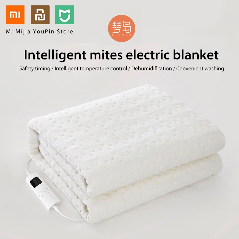 MIJIA xiaomi qindao แผ่นให้ความร้อนผ้าปูเตียงไฟฟ้าป้องกันไรฝุ่น electric blanket-flashsale
