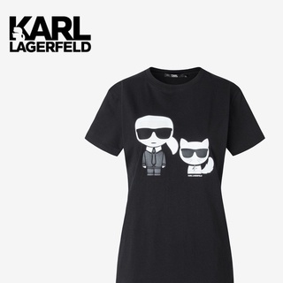 Karl LAGERFELD ใหม่ เสื้อยืดลําลอง แขนสั้น ลาย IKONIK Lafayette 210W1724 แฟชั่นฤดูร้อน สําหรับสตรี