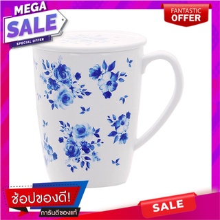 ถ้วยหู+ฝาเมลามีน SUPERWARE BLUE FLORAL 450 มล. แก้วน้ำ MELAMINE MUG+LID 450ML SUPERWARE BLUE FLORAL