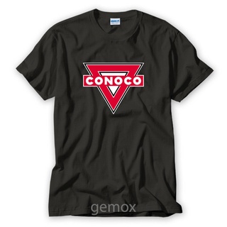 เสื้อยืดผ้าฝ้ายพิมพ์ลายขายดี เสื้อยืดแขนสั้น ผ้าฝ้ายแท้ ลาย Conoco สไตล์วินเทจ สําหรับผู้ชาย