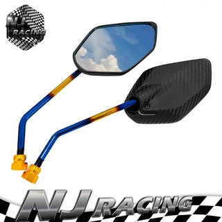 NJ RACING กระจก 5 เหลี่ยมเคฟล่าขาไทเท V2