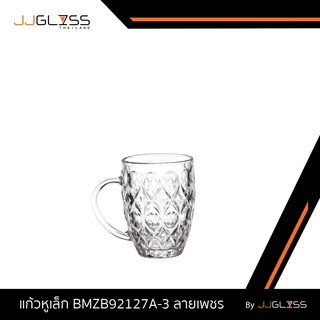 JJGLASS - [ กล่องละ 6 ใบ ] แก้วหูเล็ก BMZB92127A-3 ลายเพชร ใส่เครื่องดื่ม น้ำผลไม้หรืออื่นๆได้หลากหลายมากมาย เจียรไน คริสตัล ความสูง 10 ซม.