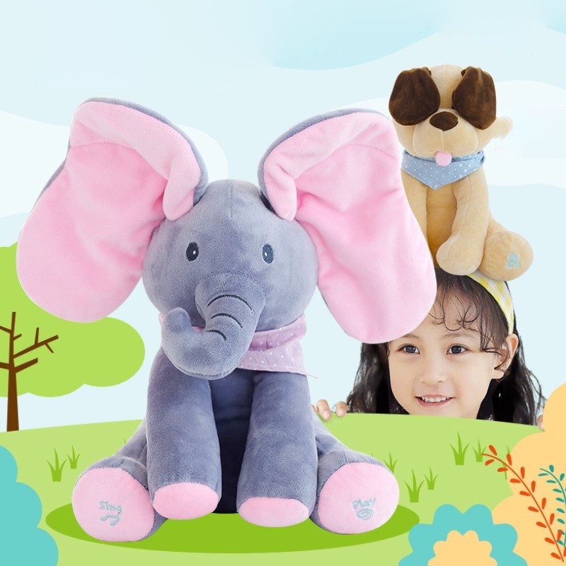 talking elephant plush toy with music