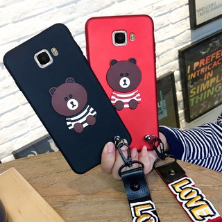 เคสโทรศัพท์มือถือ ลายหมีน่ารัก พร้อมสายคล้อง สําหรับ Samsung Galaxy C9 C7 C5 Pro J7 Plus