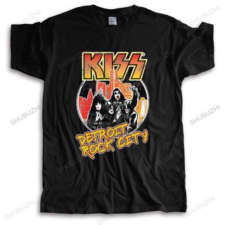 ถูกสุดๆเสื้อยืดลําลอง ผ้าฝ้าย แขนสั้น คอกลม พิมพ์ลาย Kiss Detroit Rock City Licensed Band แฟชั่นฤดูร้อน สําหรับผู้ชาย แล