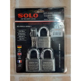 SOLO กุญแจคีย์อะไล้ท์ รุ่น 4588(Stainless Steel)- 40 มม.(3 ตัวชุด)