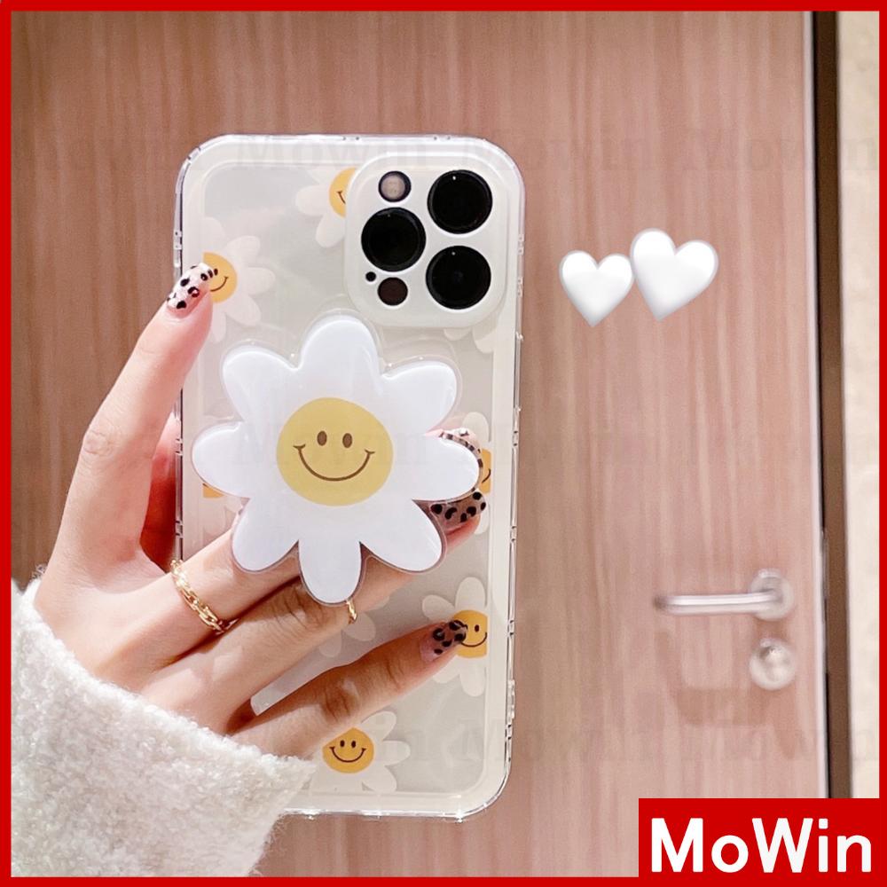 Mowin - เคส iphone 15 iPhone 13 Pro Max ซิลิโคนนิ่มใสเชลล์สแควร์ขอบเดซี่ดอกไม้ ขาตั้งพับเคสโทรศัพท์ขาตั้งเดสก์ท็อป เคสซิลิโคนใส ลายดอกเดซี่ พร้อมขาตั้งพับ สำหรับ เข้ากันได้สำหรับ iPhone 12 Pro Max XS SE 8plus mini MAX SE2020 12 7 Xr 11 Pro 7plus