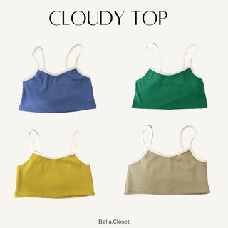 สายเดี่ยวครอป แต่งขอบขาว Cloudy Top น่ารักมากก (พร้อมส่ง)