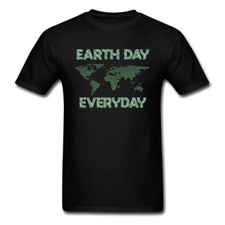 เสื้อยืดผ้าฝ้าย 100% พิมพ์ลายตัวอักษร Earth Day Everyday สีดํา ปกป้องสิ่งแวดล้อม สําหรับผู้ชาย