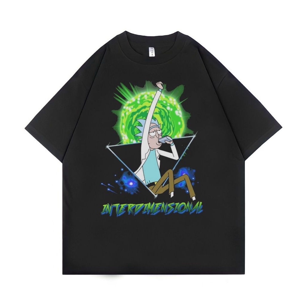 เสื้อยืด cotton Psycho Crucify "Rick and Morty Interdimensional"  T-Shirt | Black | Kaos Kartun |  | Vintage | Ata