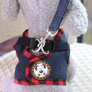 Dog Chest Back with Traction Rope Pet Cat Supplies Spring Summer Autumn/winter Rope Small Medium-sized Dog Red Plaid Cowboy