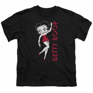 เสื้อผ้าผชเสื้อยืด พิมพ์ลายการ์ตูน Betty Boop สไตล์คลาสสิก สีดํา สําหรับเด็กS-5XL