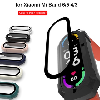 ฝาครอบป้องกันหน้าจอ สําหรับ Xiaomi Mi Band 5 6 4 เคสกระจก + ฟิล์มสมาร์ทวอทช์ เคสป้องกันเต็มรูปแบบ สําหรับ Mi Band 6 5 4 3