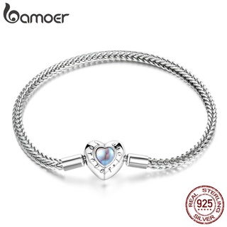 Bamoer 925 silver bracelet Heart Clasp with moonstone fashion jewellery gifts for women