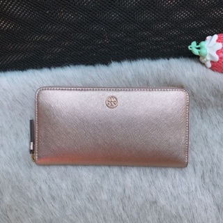 Tory burch Robinson Metallic Zip Continental Wallet