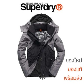 เสื้อกันหนาว Superdry Wind Hybrid Jacket French Black/dark Charcoal/ecru - ของแท้ ส่ง