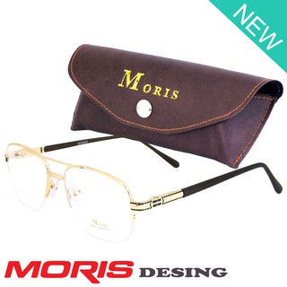 Moris แว่นตา รุ่น 2904 สีทอง กรอบเซาะร่อง ขาสปริง วัสดุ สแตนเลส สตีล (สำหรับตัดเลนส์) กรอบแว่นตา Eyeglasses