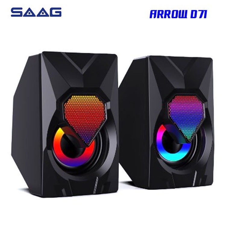 SAAG ลำโพง มีไฟเสียงดี แจ๊ค3.5 ARROW รุ่น D71 D72 / Nubwo NS-11 / Gadonx SG-119 USB Speaker ของแท้ ประกัน1ปี
