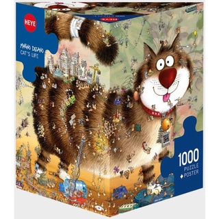 จิ๊กซอว์ 1000 pcs PUZZLE HEYE - CATS LIFE (Degano) Triangular Box (+Poster)