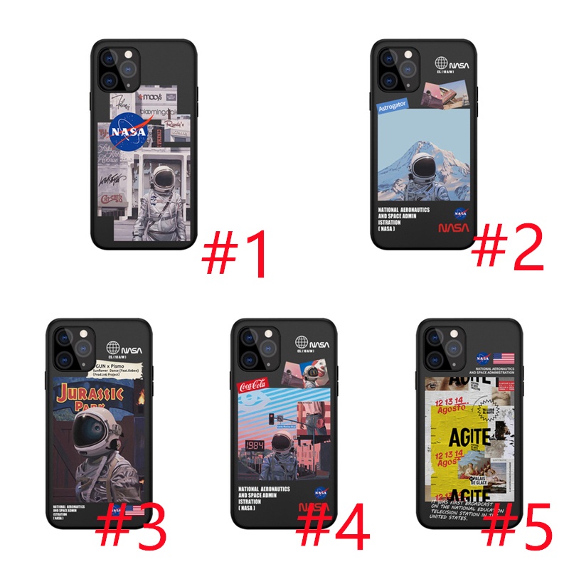 Iphone 4 4S 5 5S 5C 6 6S 7 8 Plus SE SE1 SE2 XS Max 230411 เคสโทรศัพท์มือถือแบบนิ่ม ลายนักบินอวกาศ NASA สีดํา