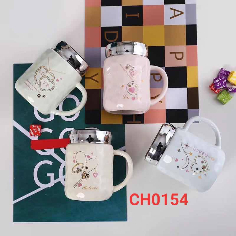 แก้ว เซรามิก พร้อมฝากระจกเงา ขนาด350ml 500ml (มีหลายแบบให้เลือก) CH0043 โปรดอ่านรายละเอียดก่อนสั่งซื้อค่ะ