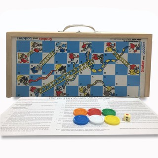 WOODEN SNAKE AND LADDERS BOARDGAMES BIG (LIGHT BLUE)