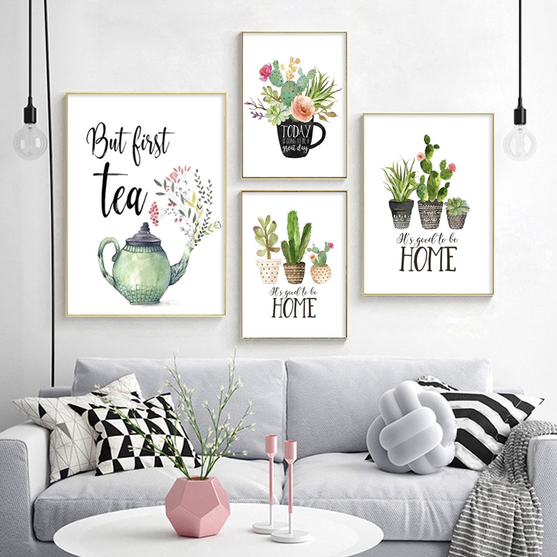 ภาพวาดผ้าใบ รูปกระถางต้นไม้ สำหรับตกแต่งบ้าน | Shopee Thailand