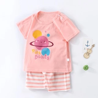 ใหม่!!เสื้อผ้าเข้าชุดสำหรับลูกน้อย เหมาะกับวัยหัดเดิน หรือเด็ก 6 เดือนขึ้นไป ชุดเข้าเซ็ตพิมพ์ลายการ์ตูน