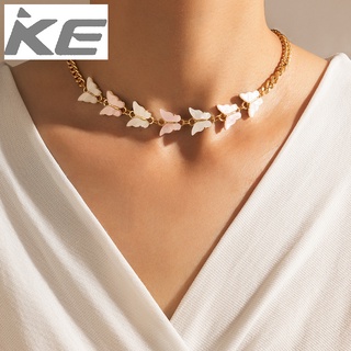 Necklace Simple light pink acrylic butterfly single-necklace clavicle chain for girls for wome