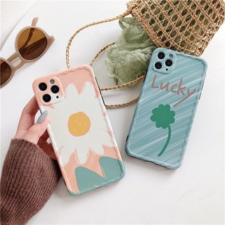 เคสไอโฟน เคสซิลิโคน 11 promax iPhone case เคสนิ่ม เนื้อซิลิโคน for iPhone X XS MAX XR  7+ 8PLUS ดอกไม้ขาวชมพูTPU-R1259 L