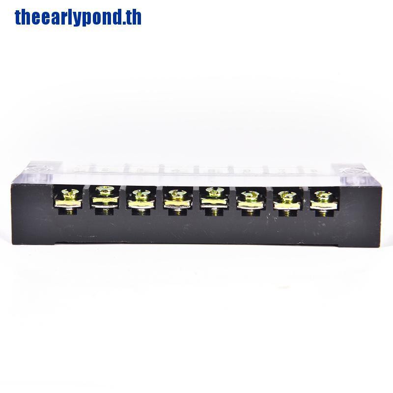 Earlypond 600v 15a 8 Positions Dual Rows Covered Barrier Screw Terminal Block Strip 9538