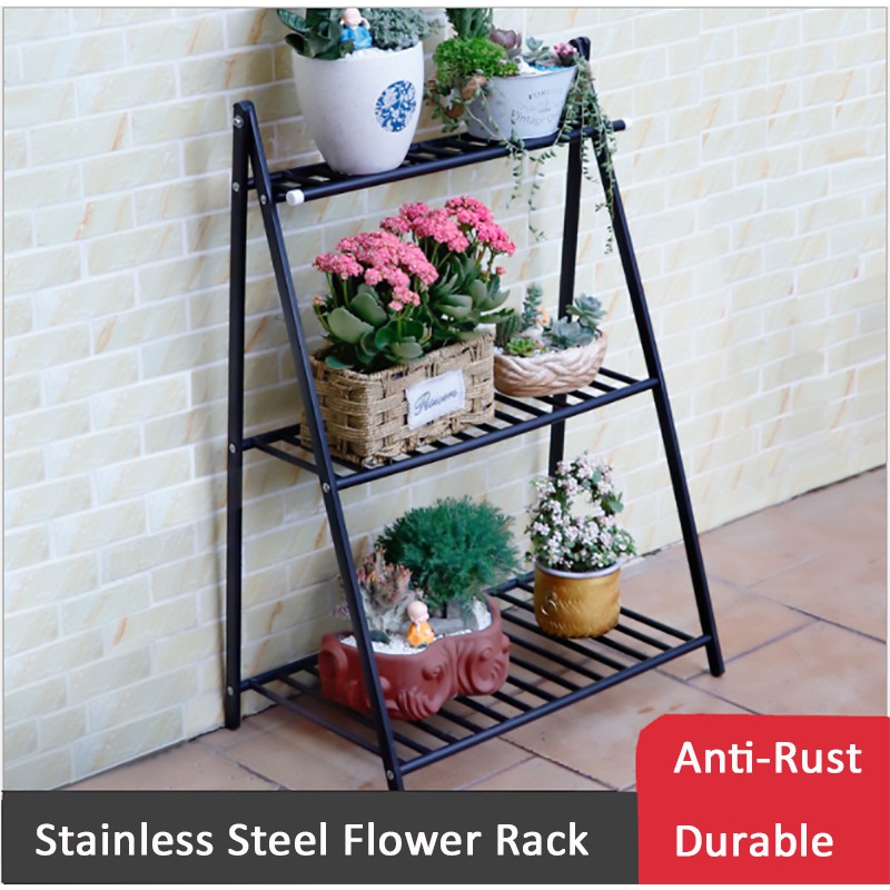 【Ready Stock】 2 Tier / 3 Tier Stainless Steel Flower Rack Indoor Multi