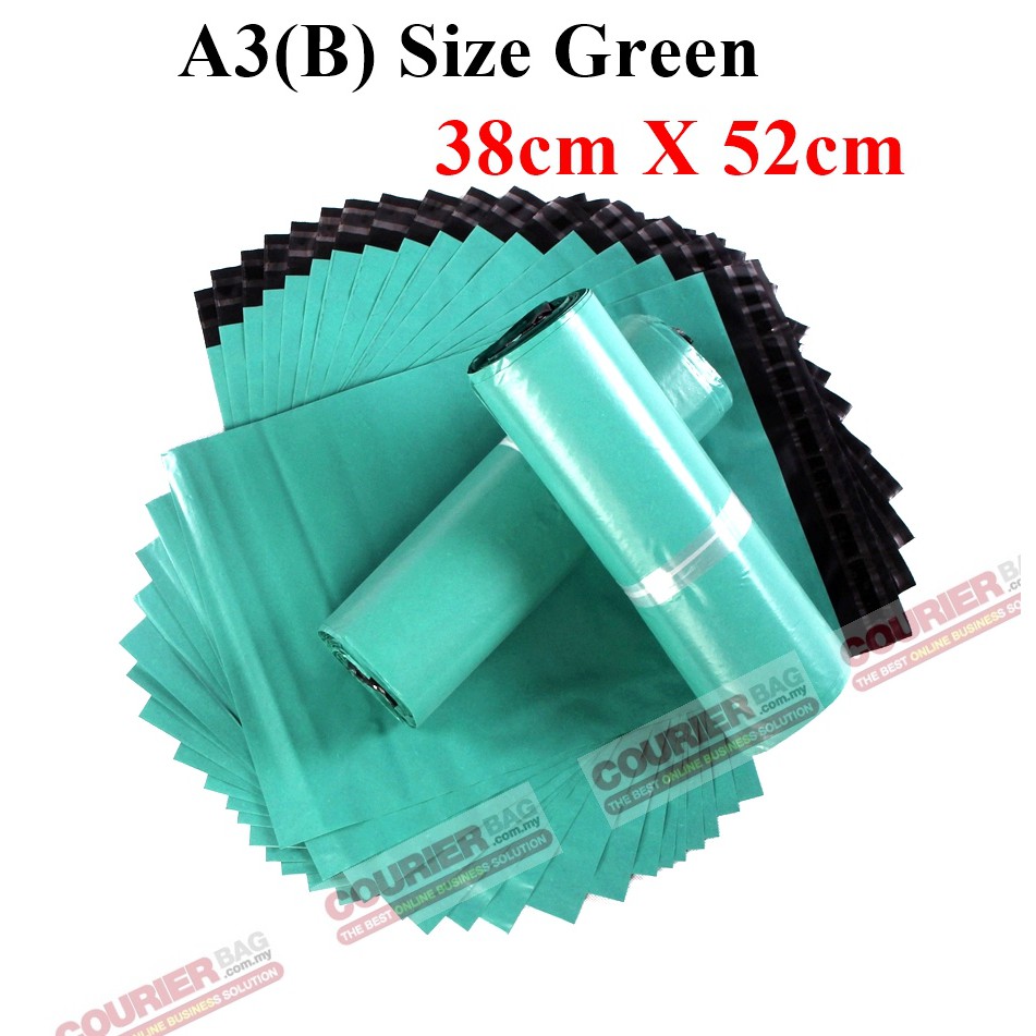 A3(B) Size Green Courier Bag (38cm X52cm, 10 ชิ้น)