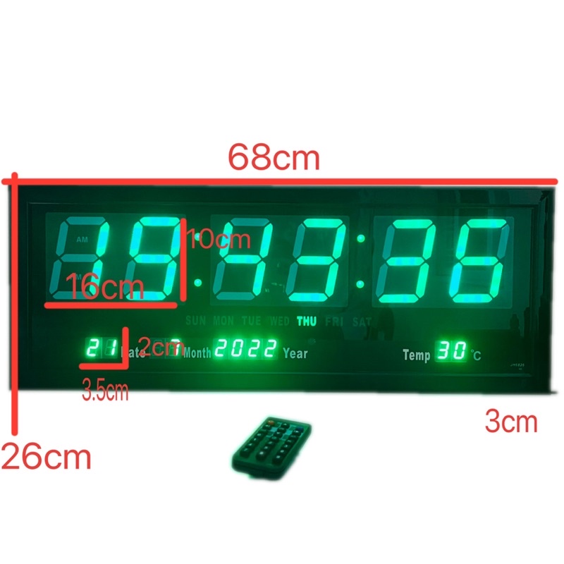 นาฬิกาดิจิตอล แถมอะแดปเตอร์(JH6826) 68.5x26x3cm นาฬิกา ตั้งโต๊ะ LED DIGITAL CLOCK นาฬิกาแขวน นาฬิกาต