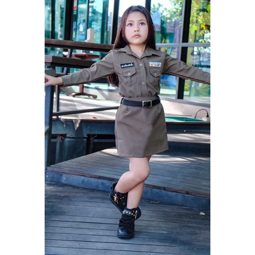 ชุดตำรวจเด็กหญิงแขนยาว (ไม่มีหมวก)