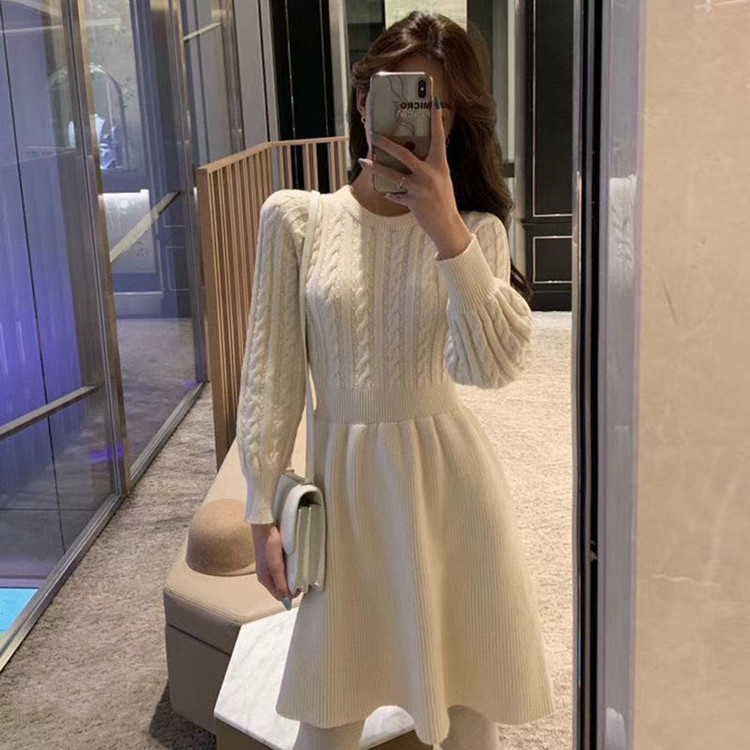 ชุดเดรสกันหนาวแขนยาว คอเต่า ผ้าถัก ทรงหลวม แฟชั่นฤดูใบไม้ร่วง และฤดูหนาว สําหรับผู้หญิง – โปรปัง