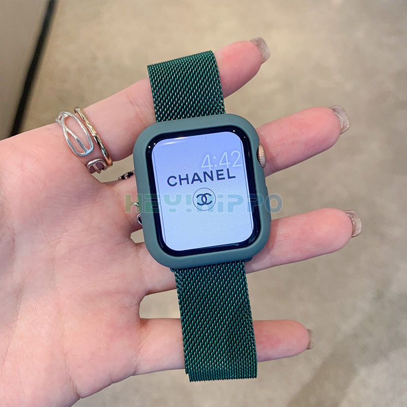 สายนาฬิกาข้อมือสแตนเลสสําหรับ Watch Band 44 มม. 40 มม. 38 มม. 42 มม. + เคสอุปกรณ์เสริม watch Series 7 6 5 4 3 Se 45 41