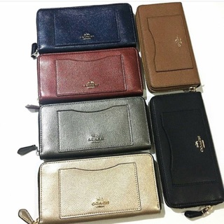 COACH ACCORDION ZIP LONG WALLET Crossgrain leather