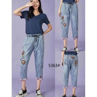 👖กางเกงยีนส์ยืด 8ส่วน💮ปัก Kitty
L/XL(code5363)