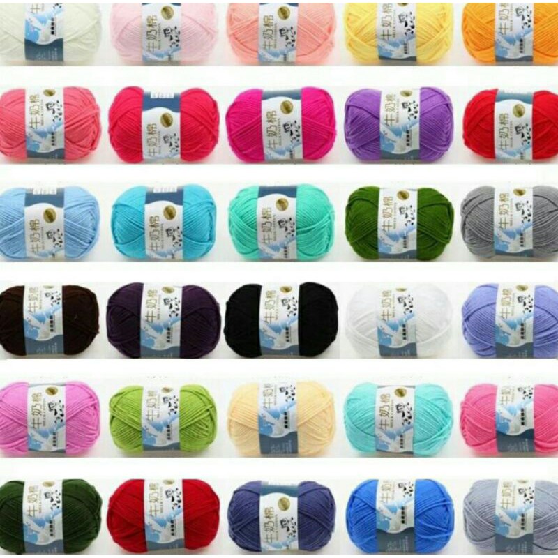 ไหมพรมคอตตอนนม 5ply 50g. milk cotton yarn เบอร์41-60